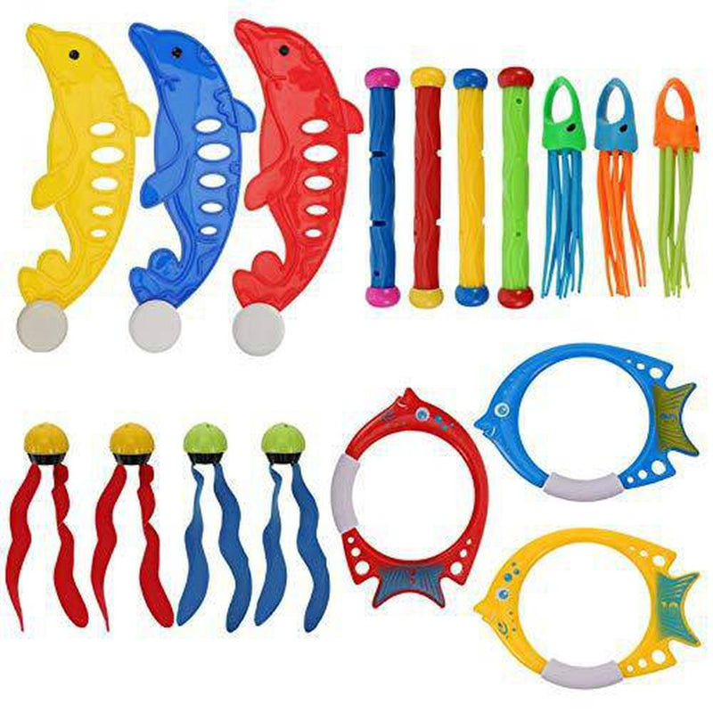 BESPORTBLE 17pcs Diving Toys Underwater Swimming Pool Diving Toys with Diving Sticks Water Rings Octopus Whale Bath Beach Toys for Kids