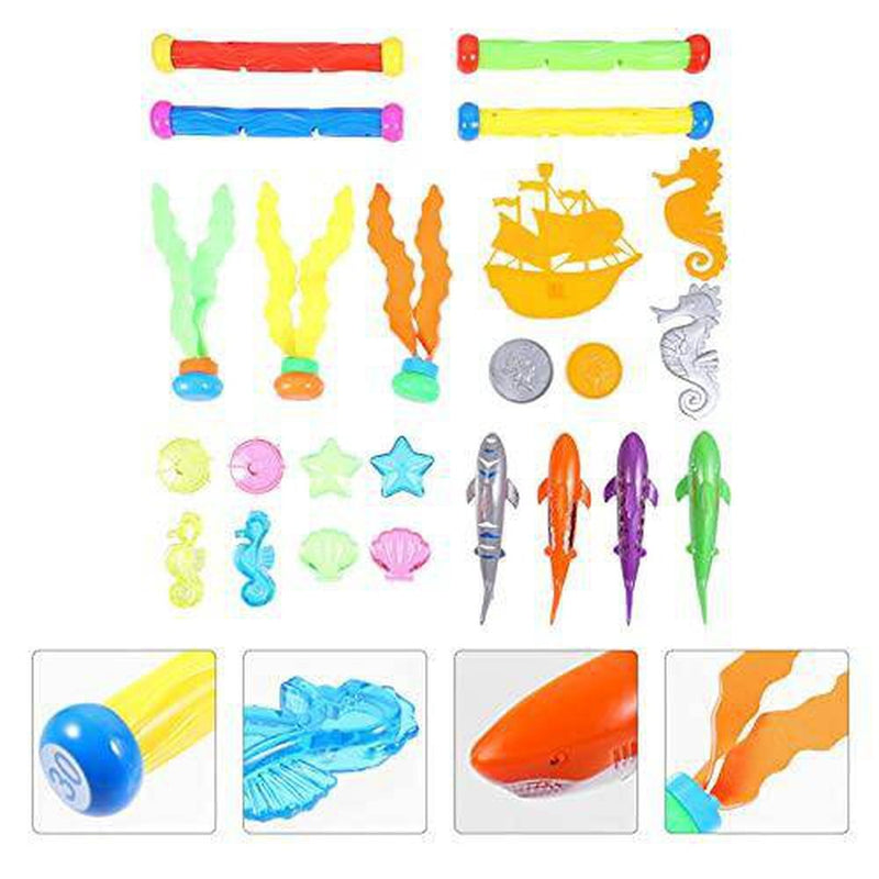 BESPORTBLE 24pcs Diving Pool Toys Underwater Swimming Toys Diving Sticks Pirate Treasure Sinking Swimming Pool Toy for Kids Teens Adults Children