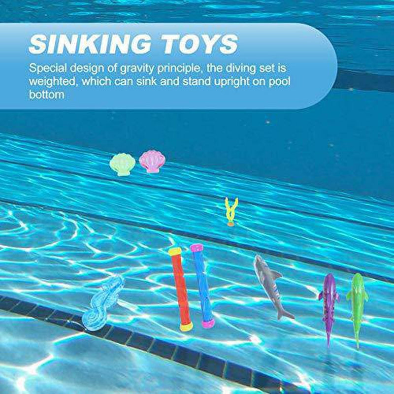 BESPORTBLE 24pcs Diving Toys Plastic Underwater Swimming Diving Pool Toys with Shark Sea Hourse Ship Seashell Educational Toy for Kids Children