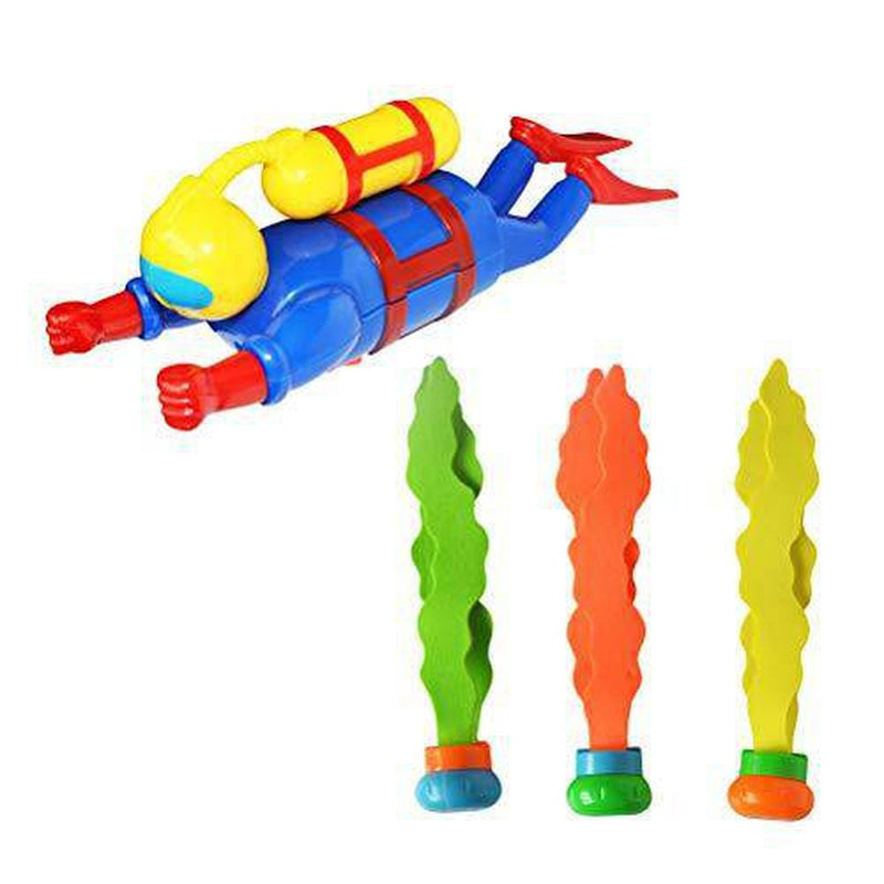 BESPORTBLE Underwater Swimming Toys Creative Diving Training Toys for Bathtub Swimming Pool Kids 1Set (3PCS Seaweeds, 1PC Diver)