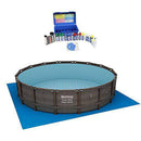 Bestway 16 Foot Power Steel Frame Above Ground Pool Set w/Taylor Water Test Kit