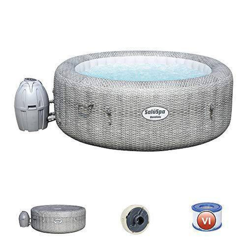 Bestway 54295 SaluSpa AirJet 6 Person Honolulu Inflatable Outdoor Portable Hot Tub Spa with Cover, Pump, and Built in Filtration System
