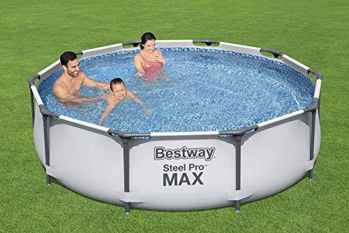 Bestway 56406 Steel Pro MAX Above Ground Swimming Pool, 10ft x 30in, Gray, Frame Pool(Pool Only)