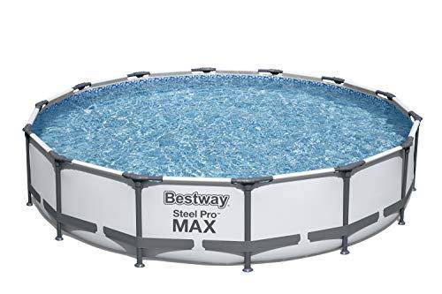 Bestway 56597E Pro MAX Above Ground, 14ft x 33in | Steel Frame Round Pool Set | No Tools Required, 14' x 33", Grey
