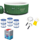 Bestway Coleman SaluSpa 6 Person Hot Tub + Filter 3 Pack, 2 Cleaning + Maintenance Kits
