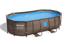 Bestway Power Steel Swim Vista Series 14' x 8'2" x 39.5" Oval Frame Above Ground Swimming Pool with Pump, Ladder and Cover