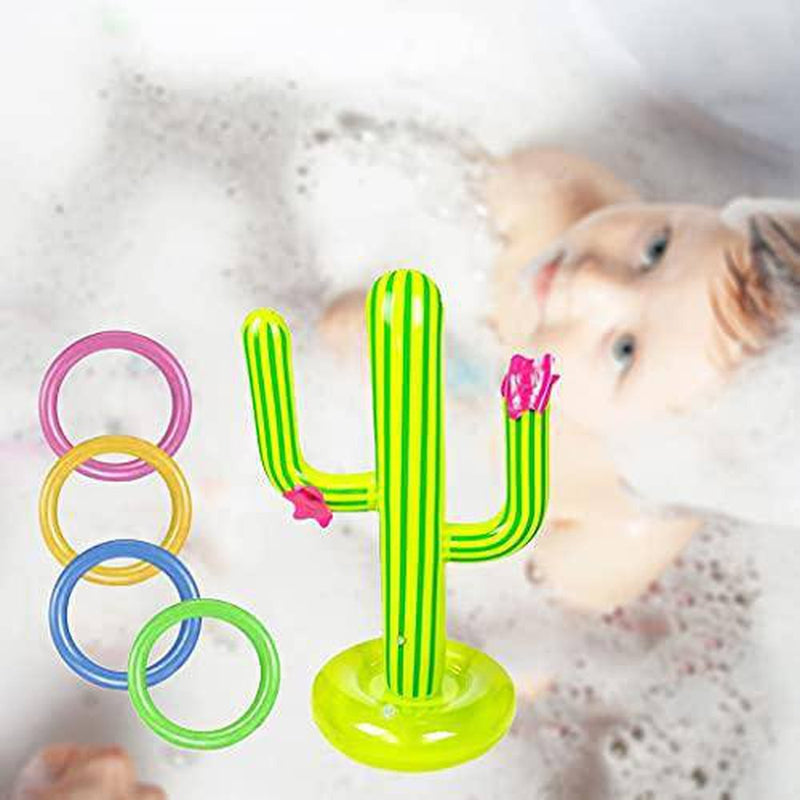 Bhuuno Floating Inflatable Cactus Rings Throwing Interaction Game Pool Party