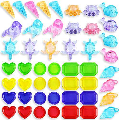 Bignc 48 Pack Sinking Dive Gem Pool Toy Set, Summer Underwater Fun with Random Colors and Shapes Gem, Plastic Gem Dive Toys for Pool Use