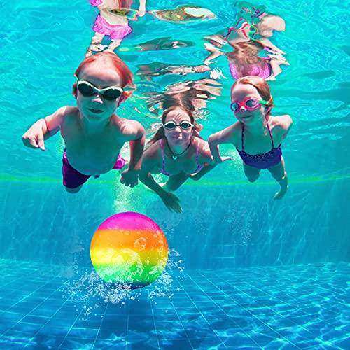 BITM Swimming Pool Dive Toys Swimming Pool Toy Ball Pool Rainbow Ball for Under Water Passing Dribbl Summer Outdoor Activity Beach Toys for Teens, Kids, Adults 9 Inch(with Accessorie) (Multicolor)