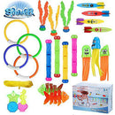 Biulotter Diving Toys for Pool Use Underwater Swimming Diving Pool Toy Rings, Stringy Octopus Gift Set Bundle