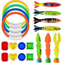 BLUELF 19pcs Diving Pool Toys Underwater Sinking Swimming Pool Toy for Kids Includes Diving Rings(4pcs), Toypedo Bandits(4pcs), Diving Balls(3pcs), Private Treasures(8pcs) Gift Set Bundle