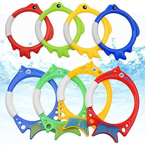 Bonwuno Diving Toys Rings Summer Swimming Pool Toy Set for Children Underwater Sticks Swim - Dive Sets Water Rings,Dolphins Hippocampus Fish Rings Octopus Gems Undersea Creatures