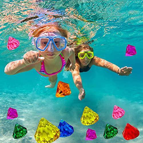Brteyes 10pcs Diamond Set Pool Toy with Treasure Pirate Box Diving Gem Underwater Swimming Toy for Kids Party Favor Supplies Summer Swimming Gem Pirate Diving Toys