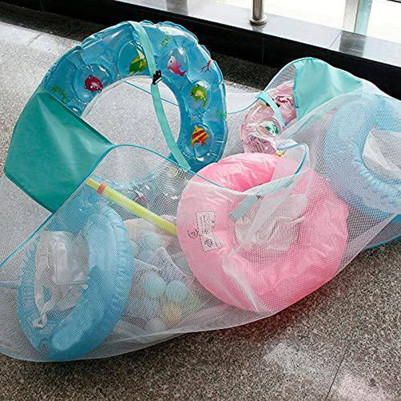 Brteyes Capacity Swimming Pool Mesh Storage Bag,57" Heavy Duty Foldable Storage Bag Hanging Extra Large Pool Toy Organizer Bag Multi Use for Swimming Floats Beach Balls Container (White)
