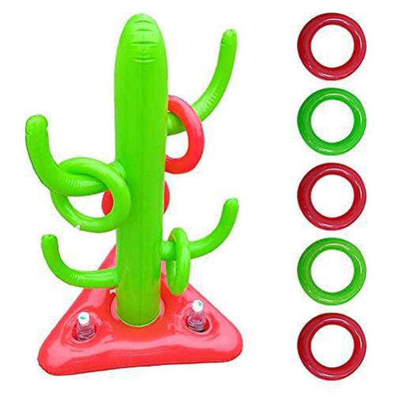 Bticx Inflatable Pool Ring Toss, Cactus Inflatable Pool Ring Swimming Pool Throwing Toy Toss Pool Games Toys Multiplayer Combination Game Ring for Kids Adult Family