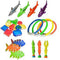 BTSRPU 26pcs Dive Toys Pool Toys Underwater Swimming Toys Including Diving Ring Diving Shark Fish Bone Seaweed Gem Water Gift Set for Kids