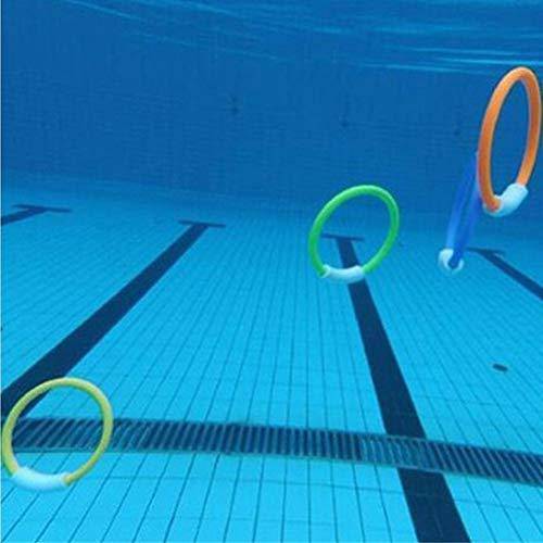 BTSRPU 4 Pieces of Underwater Swimming Pool Diving Ring, Diving Ring Color Sinking Pool Ring, Color Diving Ring Set, Underwater Fun Toys, Children Diving Training Diving and Retrieval