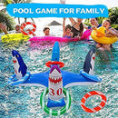 bueqcy Inflatable Pool Ring Toss Games Toys, Shark Swimming Game Toy for Kid Adult Family, Multiplayer Summer Pool Floating Games Toys & Water Fun Outdoor Play Party Favors (Blue)
