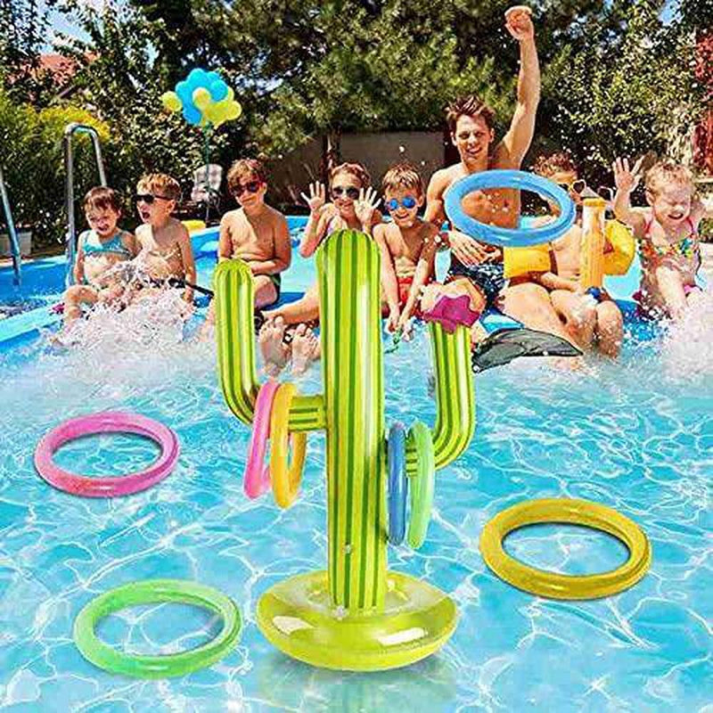 BUYFUN Outdoor Swimming Pool New PVC Inflatable Cactus Toss Party Bar Party Beach Travel Pool Toys Set Ice Supplies Game Floating