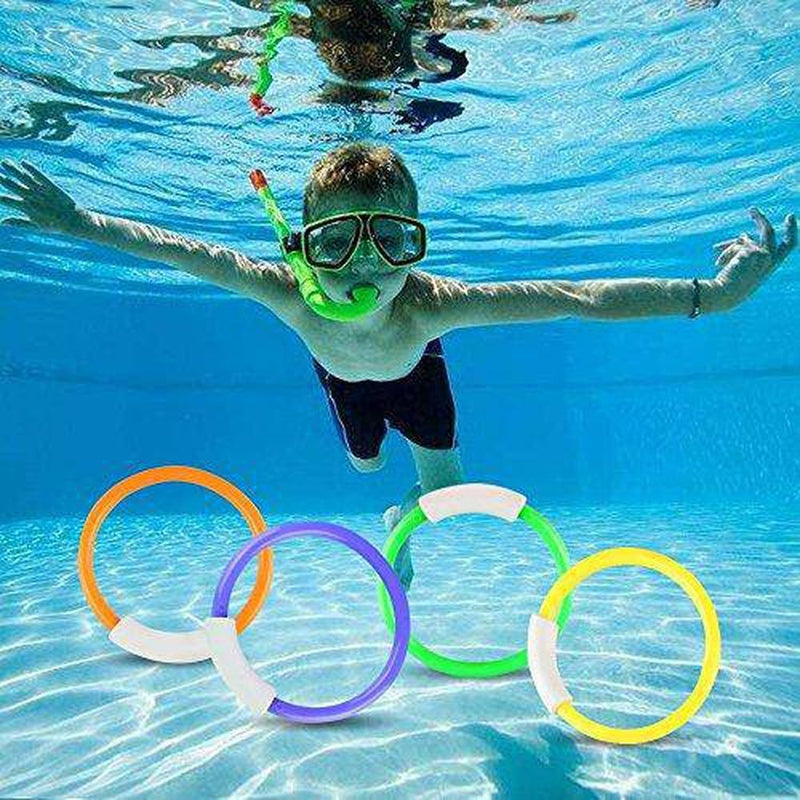 BXT 4 Colors Diving Rings Underwater Swimming Sink Pool Toy Rings,Kids Summer Diving Training Gifts