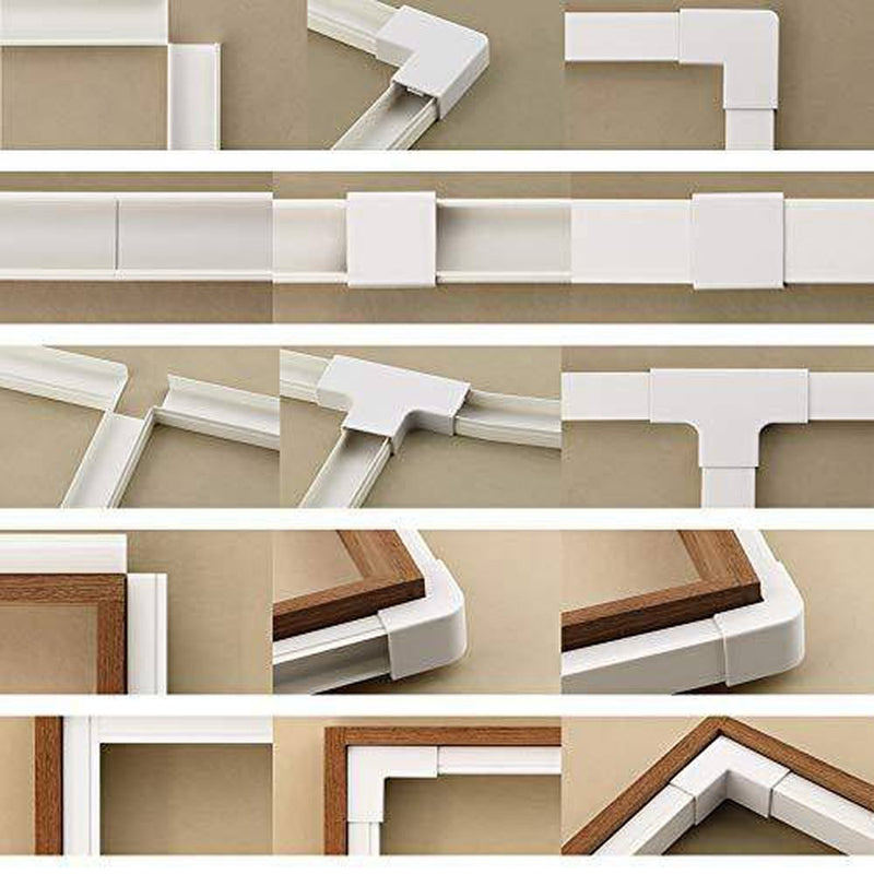Cable Concealer on Wall Raceway -157 inches Paintable Cord Cover for Wall Mounted TVs - Cable Management Cord Hider Including Connectors & Adhesive Strips Connected to Cable Raceway