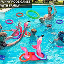 Camlinbo 15 Pcs Inflatable Flamingo Pool Toys Ring Toss Pool Game, Flamingos Luau Party Decor Hawaiian Beach Toys Carnival Outdoor Luau Party Games Party Supplies for Kids Adults Family