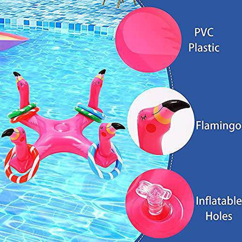 Canrulo Flamingo Inflatable Pool Floats Toss Pool Games Toys Toddler Pool Toys Pool Games for Adults and Family & Outdoor Water Toys Water Fun Beach Floats Outdoor Play Party