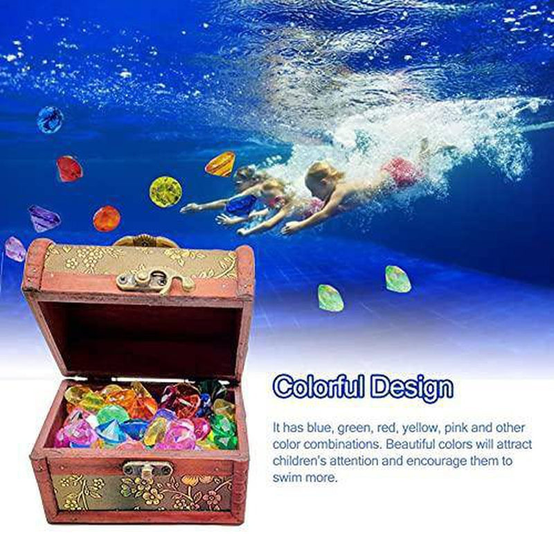 CargoTi Dive Gem Pool Toys Treasure Box - Colorful Diamond with Treasure Box Treasure Hunt Game Set, Summer Swimming Diving Looking for Pirate Box Gems Toy for Kids efficient