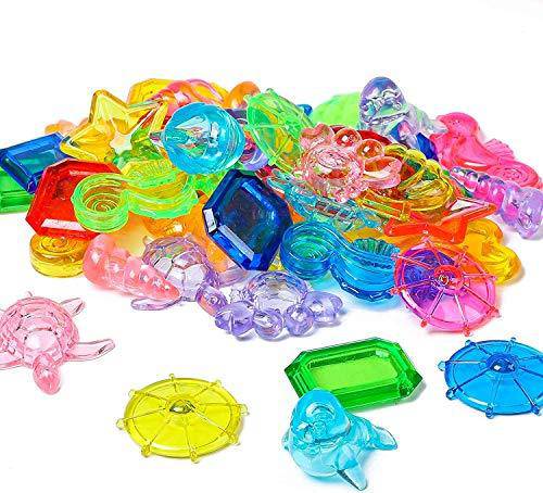 Carykon 45 Pcs Sinking Dive Gem Pool Toy Set Diving Toys, Random Colors and Shapes