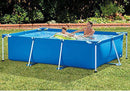 CDDZ Kids Rectangular Above Ground Swimming Pool 9.8' X 6.7' X 26" Deluxe Splash Metal Frame Swimming Pool Rectangular Frame Blue Pool