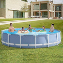 CDDZ Pools Summer Paddling Pool Swimm Pool 10FT30 Round Frame Above Ground Pool Set Model Pond Family Filter Pump Metal Frame Structure Pool,Gray,305cm76cm