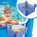 Celendi 2 Pack Storage Organizer Baskets with Hanging Holder, Designed for Above Ground Pools Perfect Mesh Basket Organizer for Your Goggles, Floats, Swim Toys, for Swimming Pool, Home Storage (Blue)
