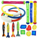 CFDYKRP Play Water Toy Diving Torpedo Rocket Throwing Toys Pool Diving Game Summer Torpedo Child Underwater Diving Stick (Color : 18 PCS a Set)