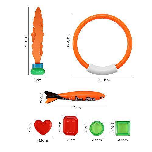 CFDYKRP Play Water Toy Diving Torpedo Rocket Throwing Toys Pool Diving Game Summer Torpedo Child Underwater Diving Stick (Color : 19 PCS a Set)