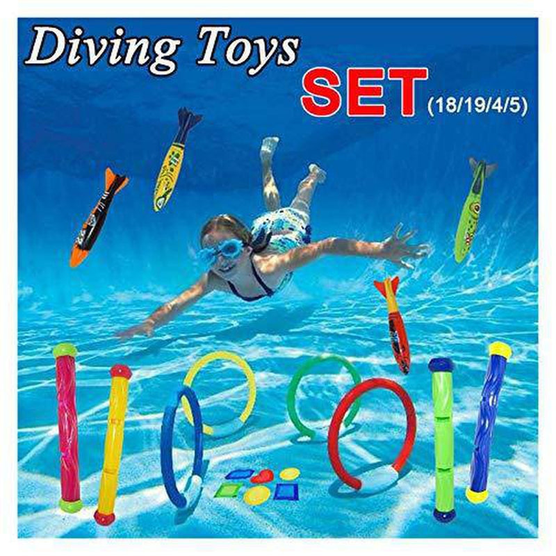 CFDYKRP Play Water Toy Diving Torpedo Rocket Throwing Toys Pool Diving Game Summer Torpedo Child Underwater Diving Stick (Color : 5 PCS a Set)