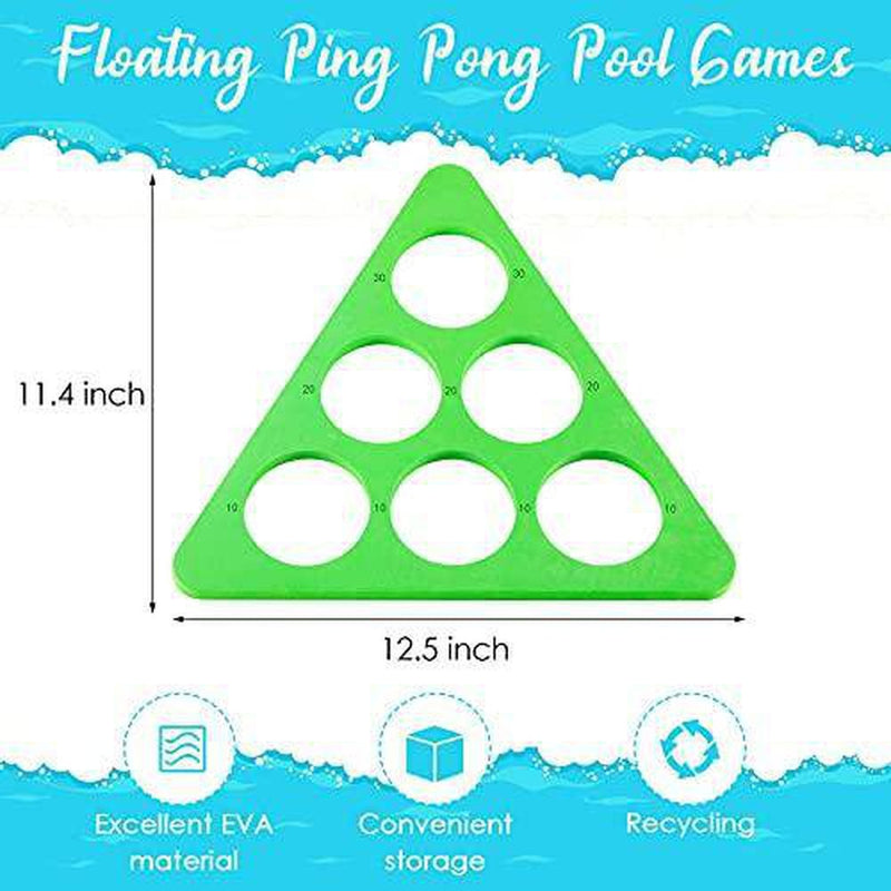 Chalyna 12 Pieces Floaty Pool Pong Game Include 2 Floating Pong Game Combo Foam with 10 Balls Floating Backyard Summer Party Toys Water Toss Game for Family Adults Boys Girls
