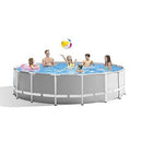 CNAJOI-TDFY 457cm122cm Prism Frame Pool Set, Above Ground Swimming Pool with Filter Pump and Ladder, Above Ground Swimming Pool for Family Party, Light Grey