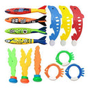 Colcolo Summer Pool Diving Toy Set for Boys Girls Age 3-11 Years Dive Grass Pool Fish Diving Gems Sinking Toys Set Underwater Games Training Toys Grab Toy - 13pcs