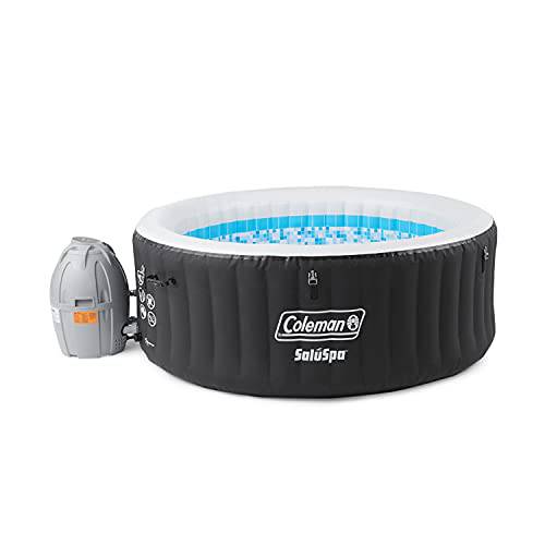Coleman 13804-BW SaluSpa 4 Person Portable Inflatable Outdoor Round Hot Tub Spa with 60 Air Jets, Tub Cover, Pump, Chemical Floater, and 2 Filter Cartridges, Black