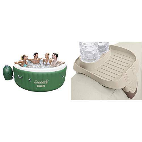 Coleman SaluSpa Inflatable Hot Tub Spa, Green & White & Intex PureSpa Cup Holder, 2 Standard Size Beverage Containers