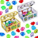 craftshou 60 Pieces Pool Toys 1 Pack Colorful Diamond Shaped Acrylic Gems with 2 Pcs Crystal Treasure Boxes Summer Underwater Swimming Toy for Kids Boys Girls