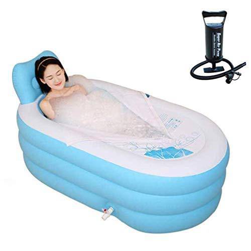 CTO Adult Portable Folding Inflatable Bathtub Comfortable Soaking Tub Children's Inflatable Pool Bathroom Home Spa with Backrest and Insulation Cover,C,1307673cm