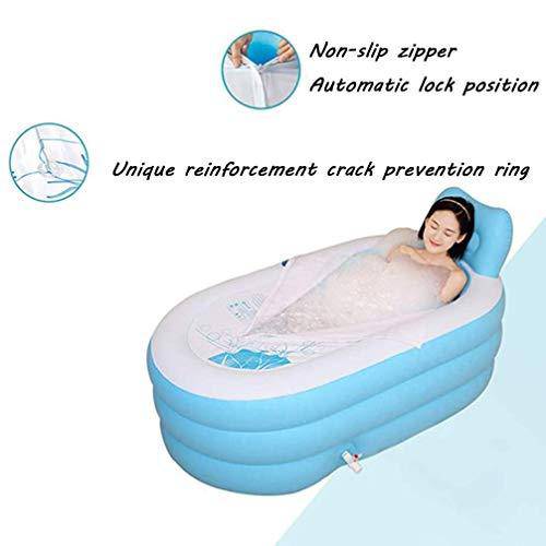 CTO Adult Portable Folding Inflatable Bathtub Comfortable Soaking Tub Children's Inflatable Pool Bathroom Home Spa with Backrest and Insulation Cover,C,1307673cm