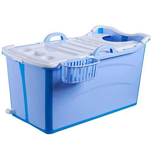 CTO Folding Bathtub for Adults, Household Portable Bathing Barrel Plastic Spa Bathtub Bath Bucket Baby Pool - Blue/Pink