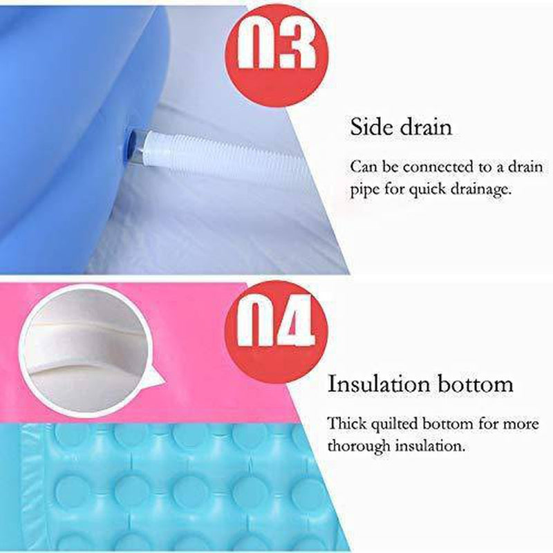 CTO Inflatable Bath Folding Adult Portable Inflatable Bathtub Blow up Air Bath Tub PVC Anti-Slippery with Air Pump for Family Bathroom Spa - 155&Times;84&Times;66Cm,Pink