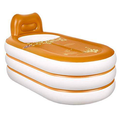 CTO Inflatable Bath Tub Adults Plastic Portable Foldable Bathtub Soaking Bathtub Home Spa Bath Equip with Electric Air Pump, 152X85X75Cm (Gold)