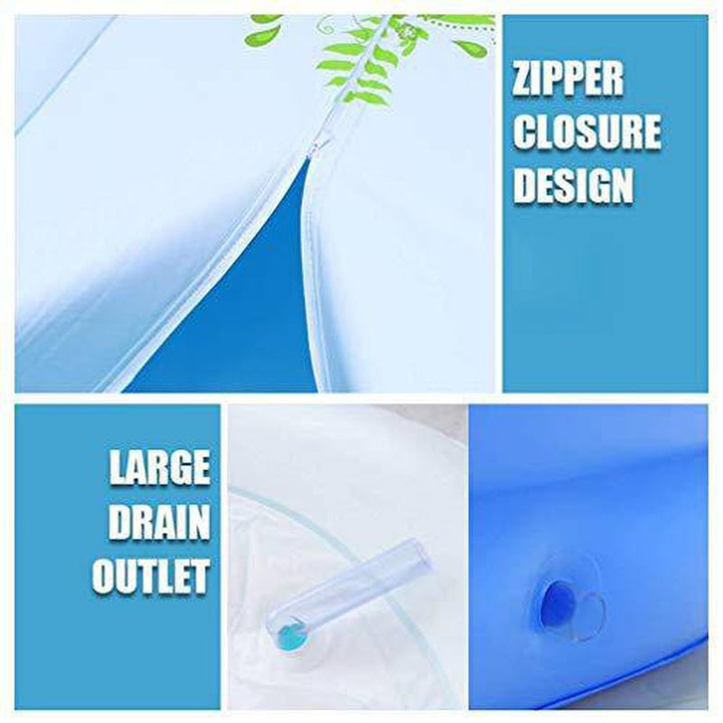 CTO Inflatable Bathtub Adult/Child Fold Transparent Plastic Blowup Bath Pool Tubs, Double Drain, with Backrest and Insulation Cover- 130&Times;70&Times;45Cm,Manual air Pump