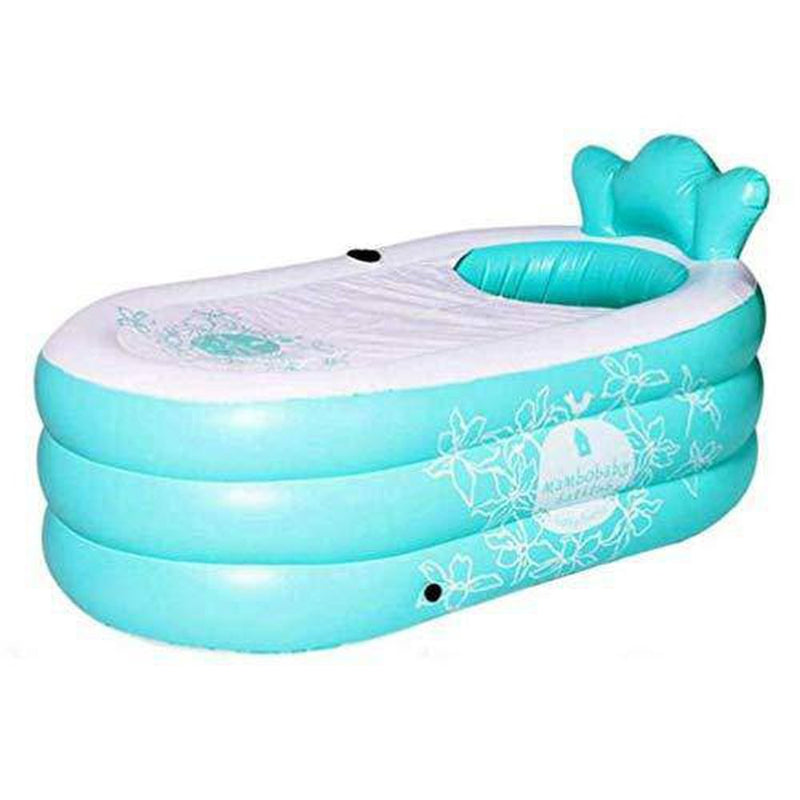 CTO Inflatable Bathtub Portable Folding Blowup Bath Tubs Pool Home Bathroom Inflatable Shower Pool with Extended Drain Pipe and Repair Kit (145&Times;85&Times;70Cm),Green,Manual air Pump