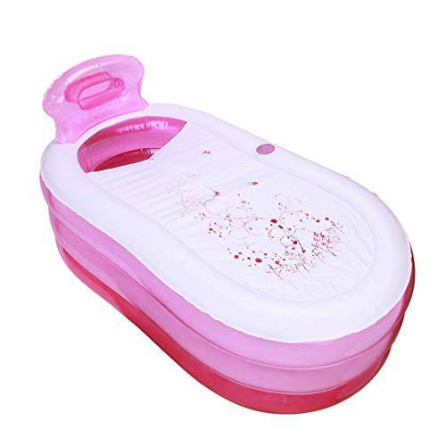 CTO Inflatable Portable Bath Tub Adult PVC Foldable Free Standing Bathtub for Adult Spa with Electric Air Pump, Backrest and Insulation Cover,Pink,1508873cm