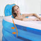 CTO Inflatable Portable Bathtub for Adults, Foldable Freestanding Adult Hot Tub with Cushion, Pillow, Insulation Cover and Foot Pump- 140&Times;86&Times;58Cm,Blue,Manual air Pump